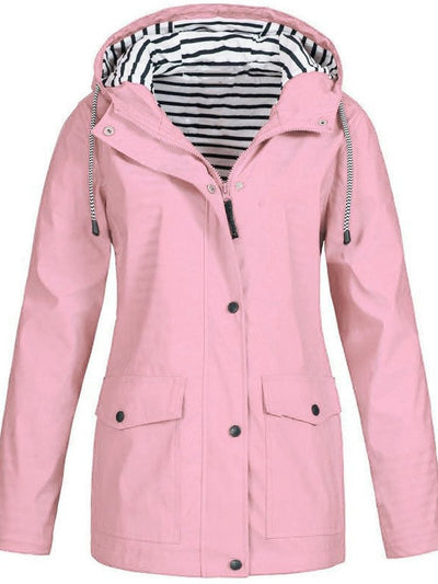Poppy | Bright Waterproof Striped-Lined Raincoat