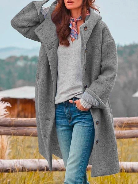 Amelia | Cozy Button-Up Hooded Coat