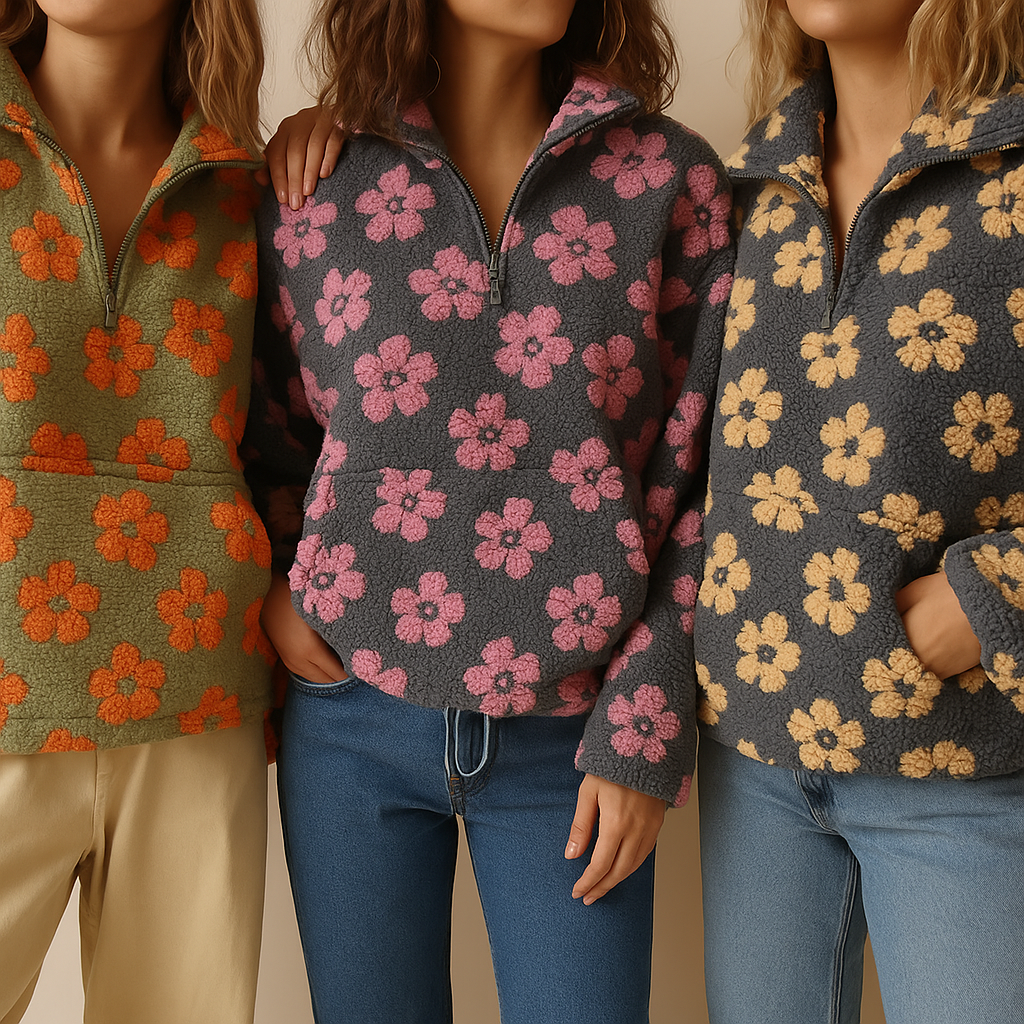 Lola | Cozy Daisy Print Sherpa Pullover