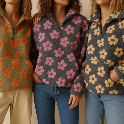 Lola | Cozy Daisy Print Sherpa Pullover