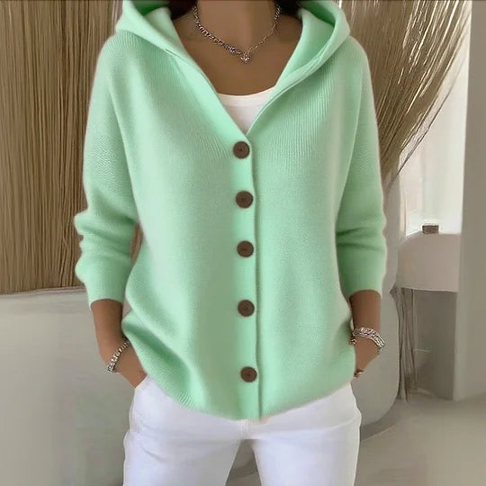 Ella | Soft Touch Knit Button Hoodie