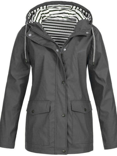 Poppy | Bright Waterproof Striped-Lined Raincoat
