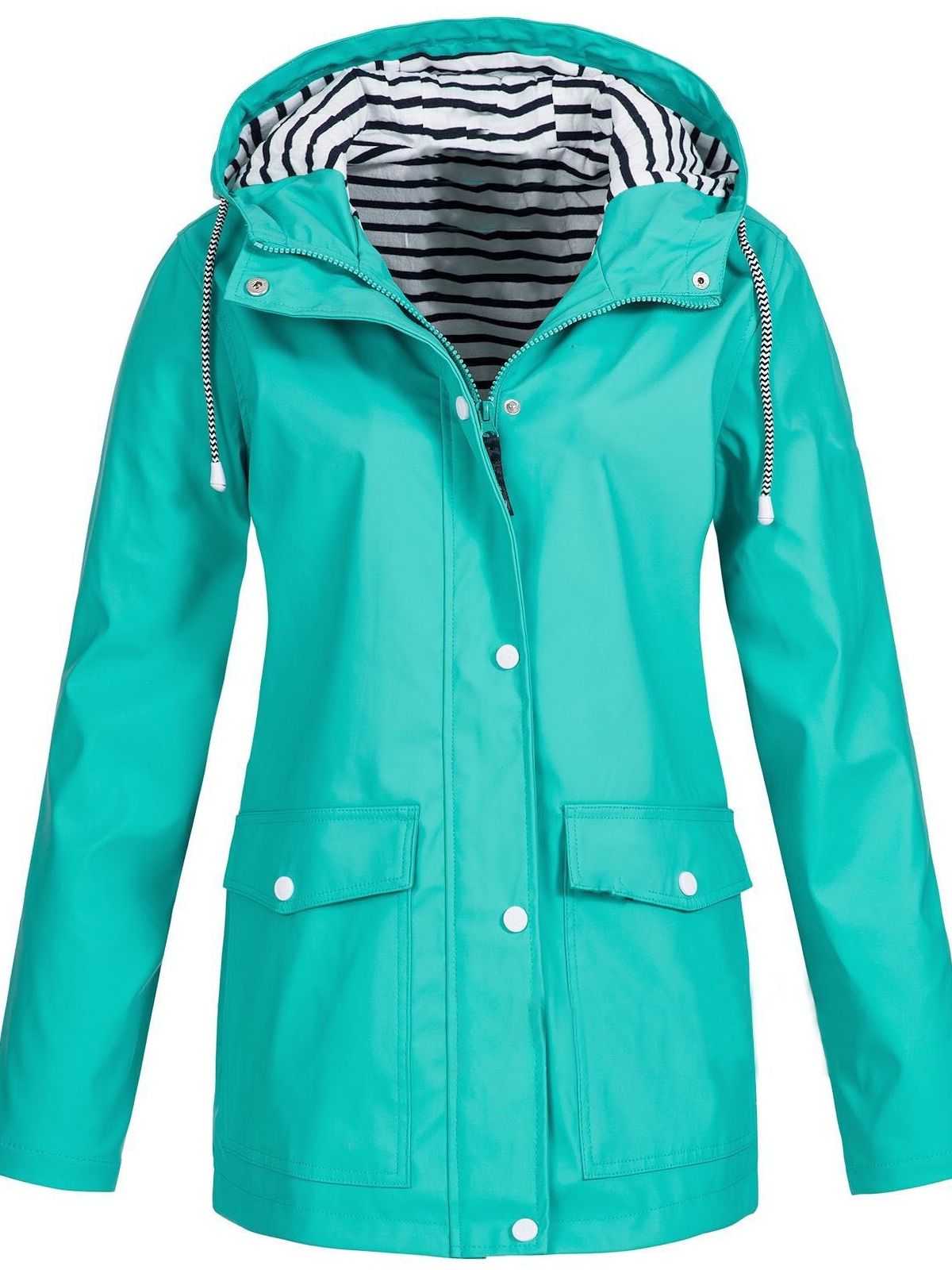 Poppy | Bright Waterproof Striped-Lined Raincoat