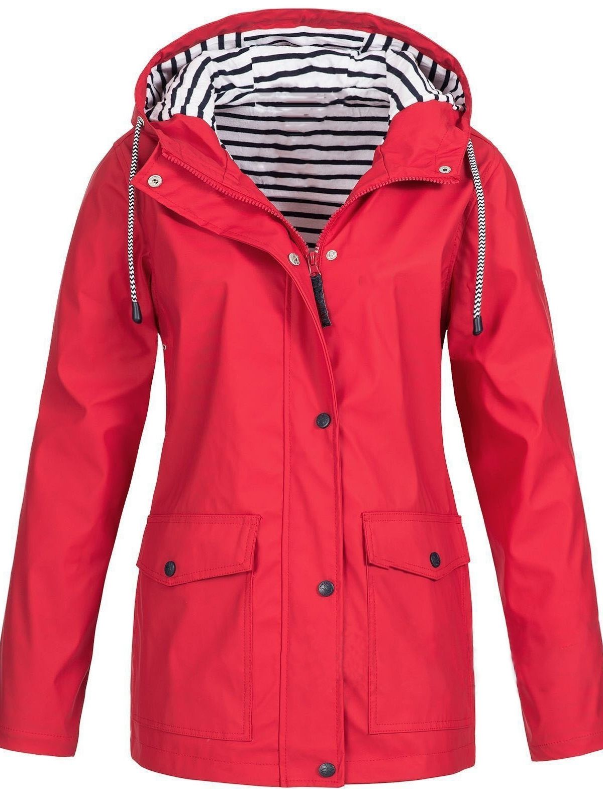 Poppy | Bright Waterproof Striped-Lined Raincoat