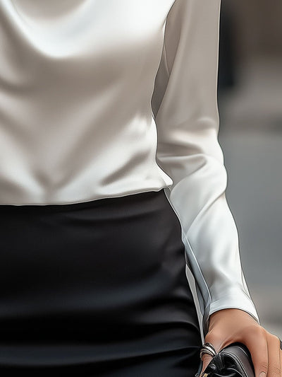 Sienna | Elegant Drape-Neck Satin Blouse