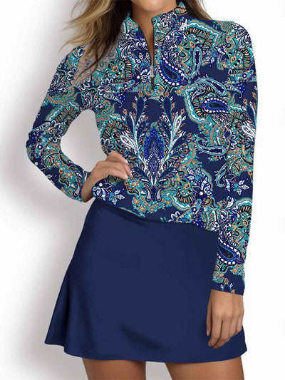 Paisley | Printed Zip-Neck Active Skort Set