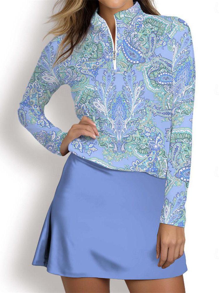 Paisley | Printed Zip-Neck Active Skort Set