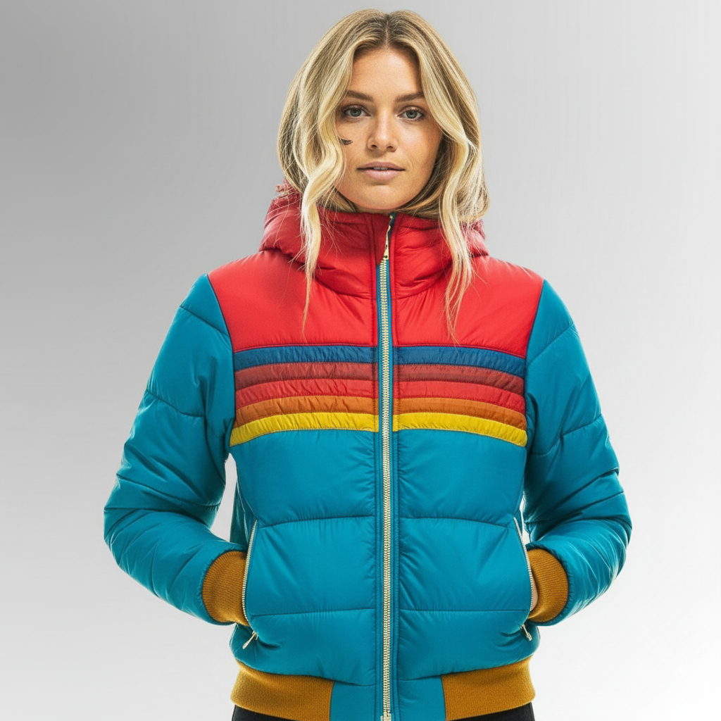 Jasmine | Retro Striped Puffer Jacket