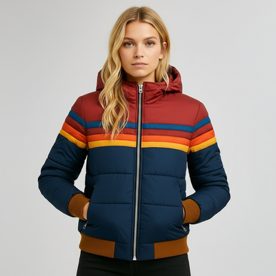 Jasmine | Retro Striped Puffer Jacket