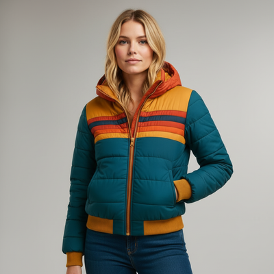 Jasmine | Retro Striped Puffer Jacket