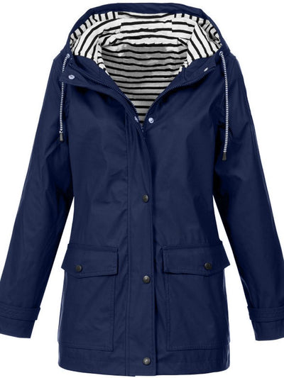 Poppy | Bright Waterproof Striped-Lined Raincoat